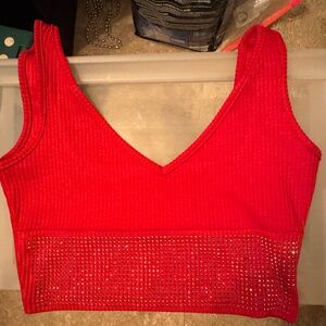 Medium red rhinestone top